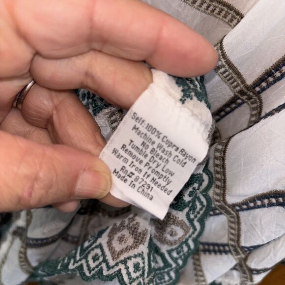 Johnny Was Cherpas Embroidered Poncho Top Women S Pullover Keyhole Tie Slits - Picture 8 of 13